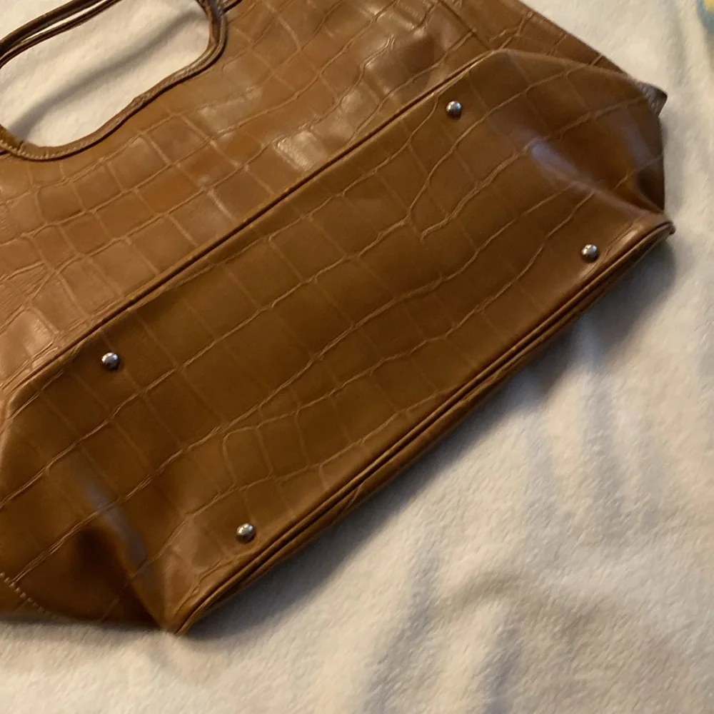 Charter Club Tan Crocodile Embossed Handbag